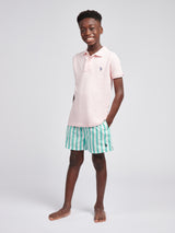 Boys Stripe Swim Short in Pool Blue