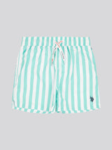 Boys Stripe Swim Short in Pool Blue