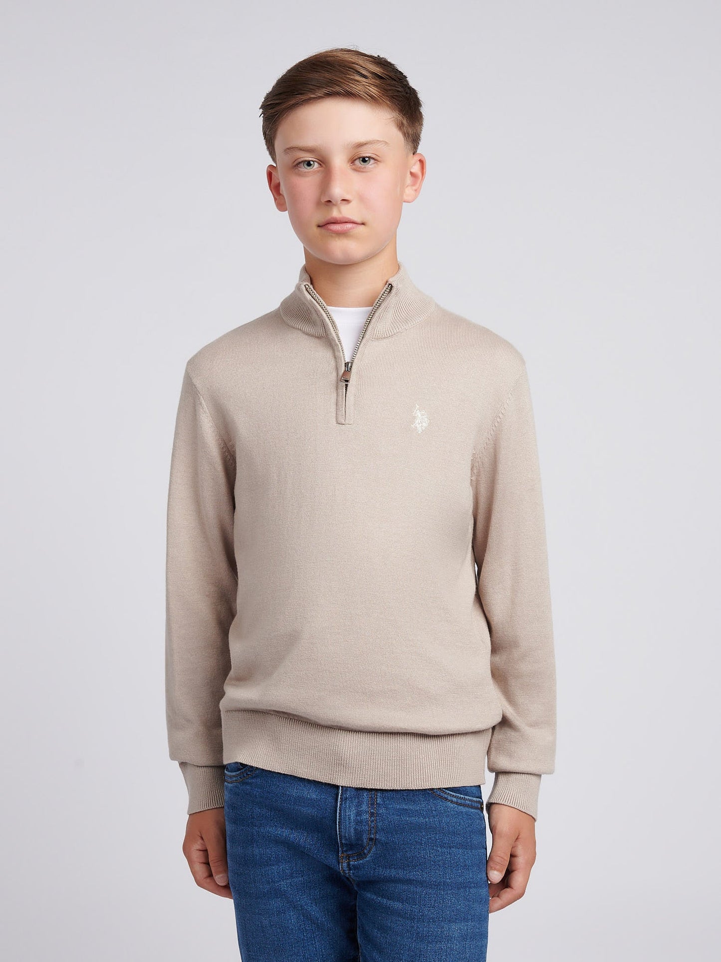 Boys Knitted Cotton Rich 1/4 Zip Atmosphere