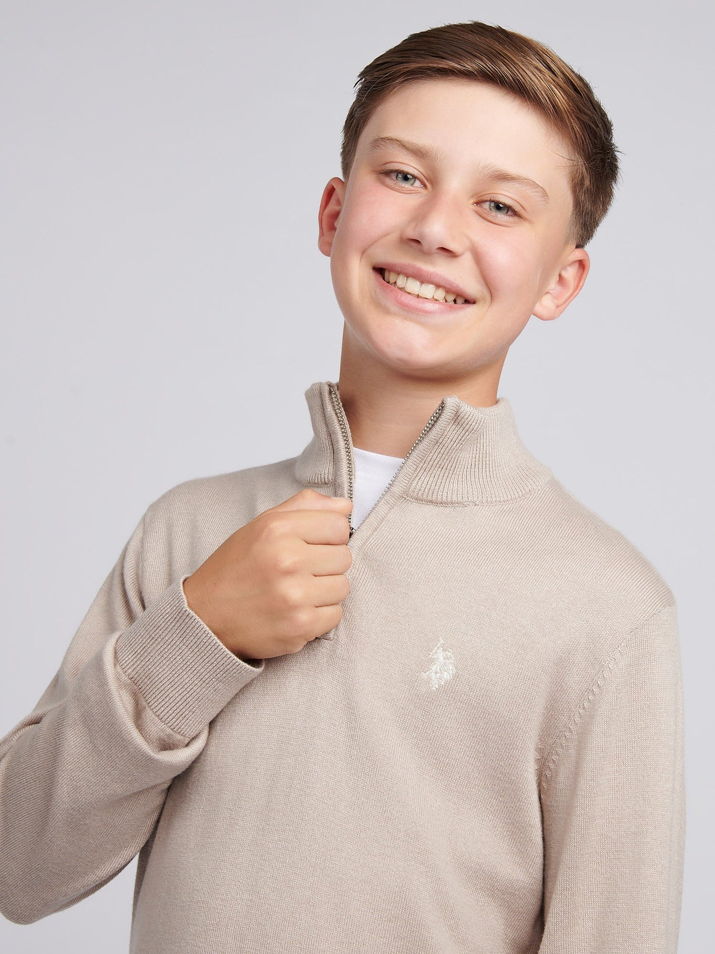 Boys Knitted Cotton Rich 1/4 Zip Atmosphere