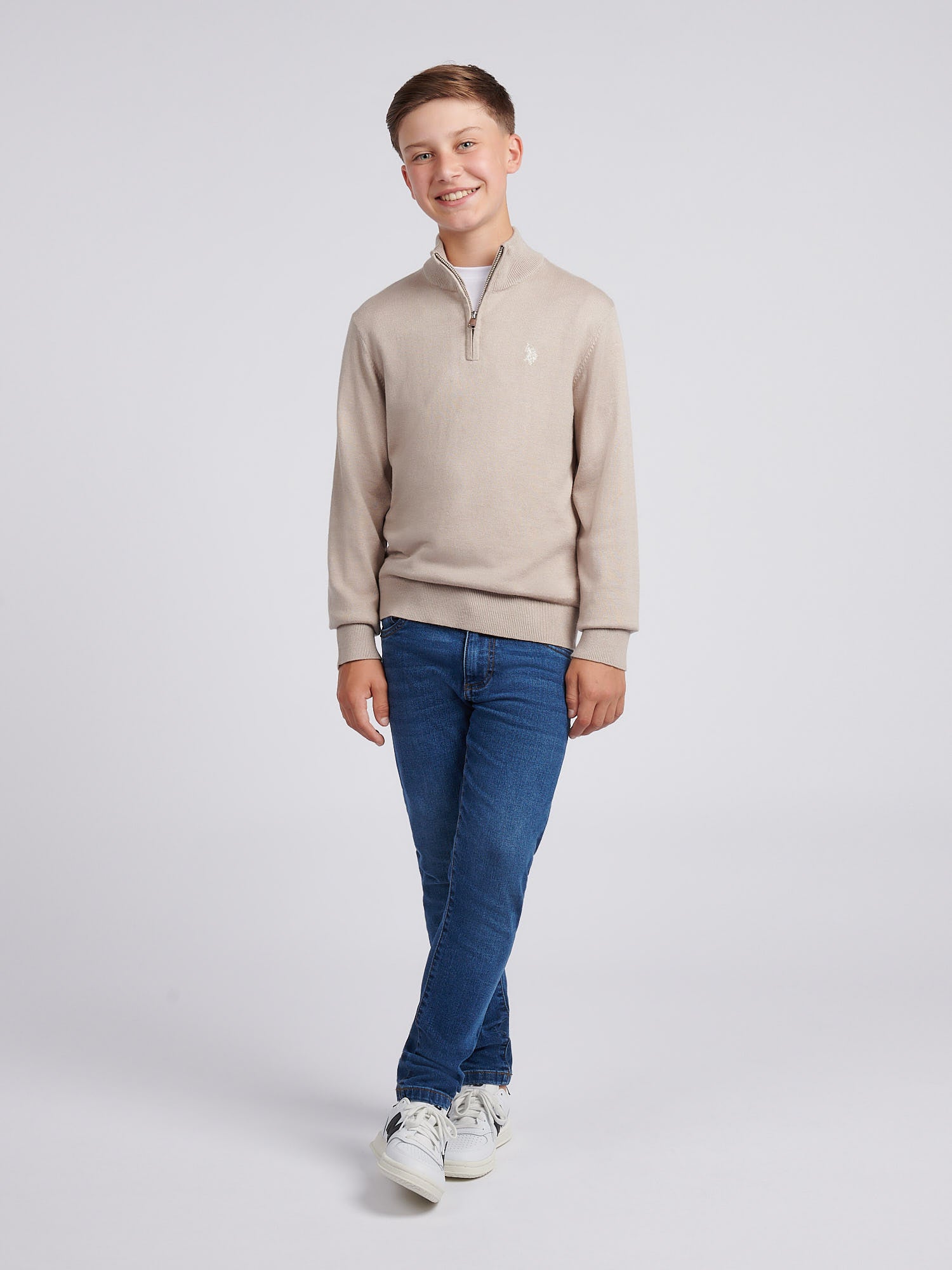 Boys Knitted Cotton Rich 1/4 Zip Atmosphere