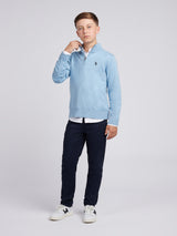 Boys Knitted Cotton Rich 1/4 Zip Parisian Blue Marl