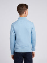Boys Knitted Cotton Rich 1/4 Zip Parisian Blue Marl
