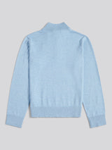 Boys Knitted Cotton Rich 1/4 Zip Parisian Blue Marl