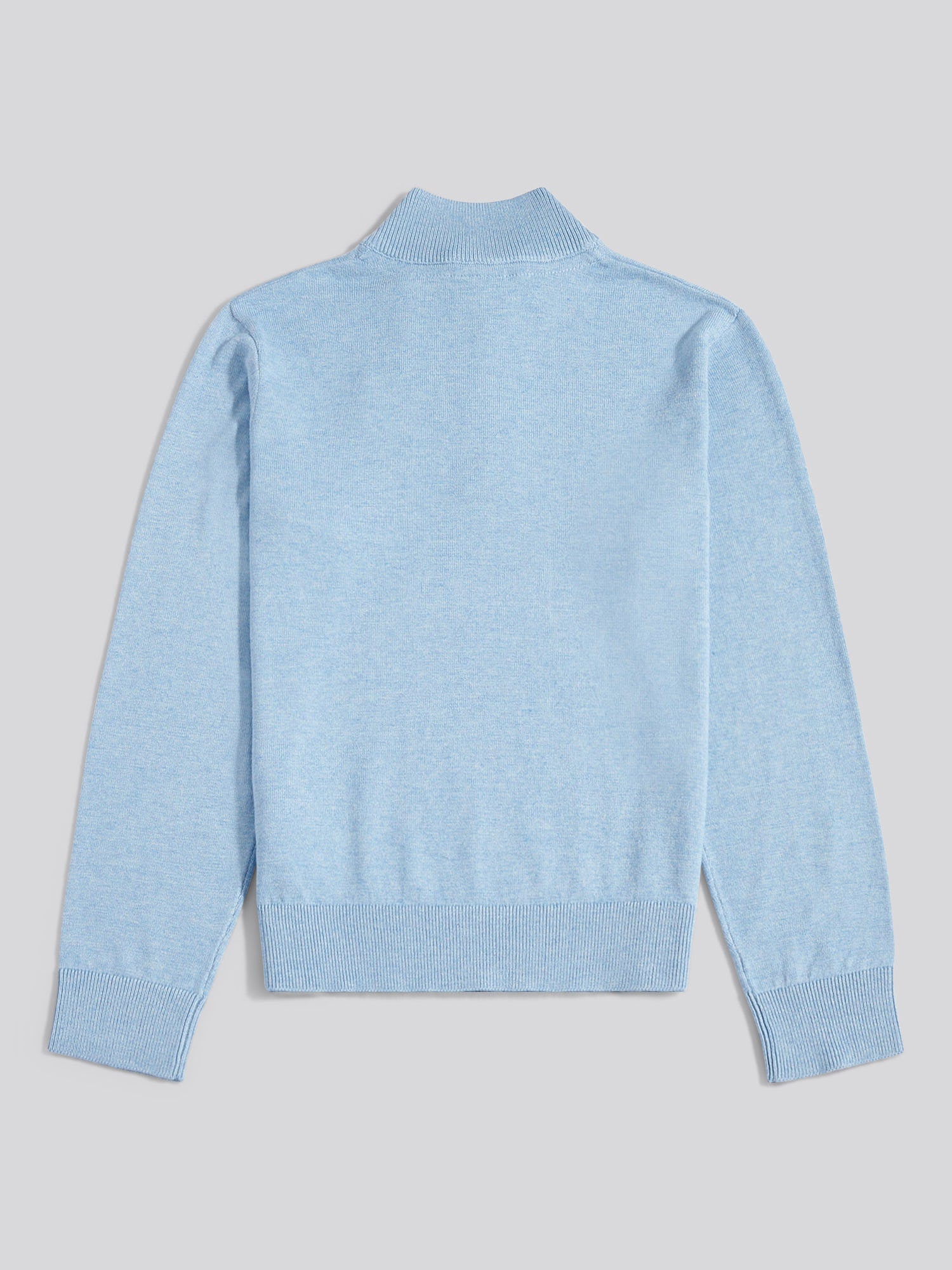 Boys Knitted Cotton Rich 1/4 Zip Parisian Blue Marl