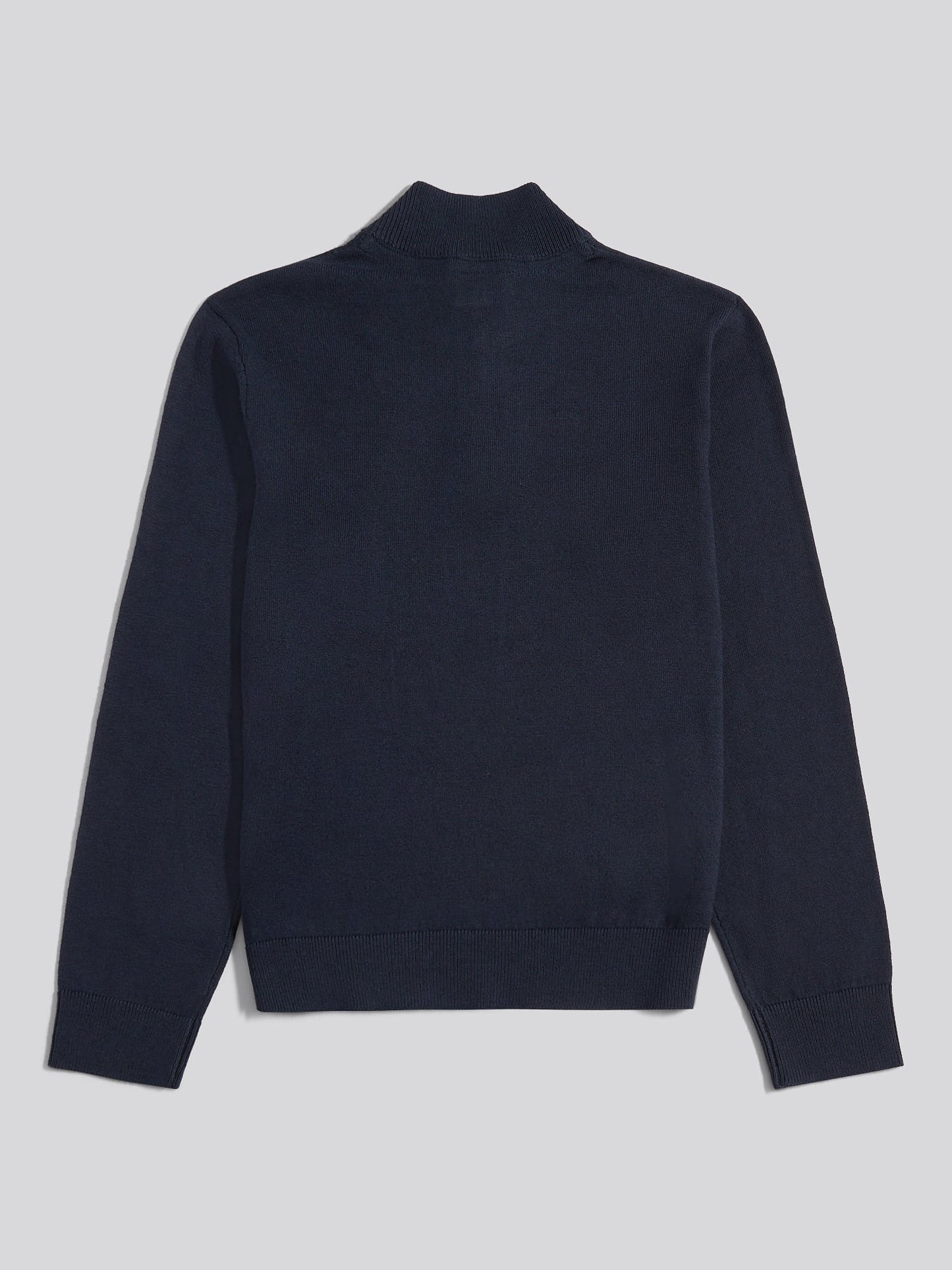 Boys Knitted Cotton Rich 1/4 Zip Dark Sapphire Navy / Haute Red DHM