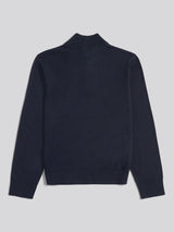 Boys Knitted Cotton Rich 1/4 Zip Dark Sapphire Navy / Haute Red DHM