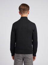 Boys Knitted Cotton Rich 1/4 Zip Black Bright White DHM