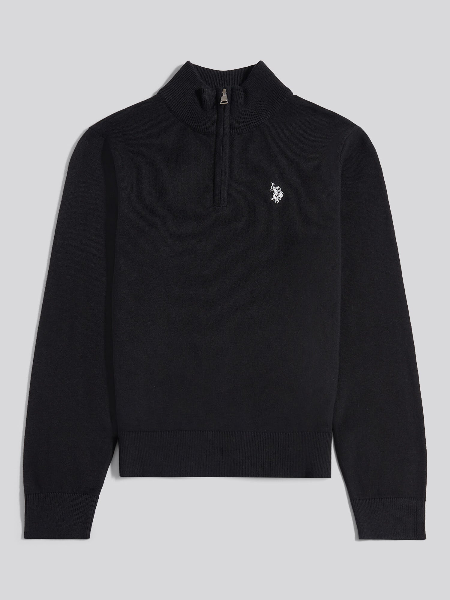 Boys Knitted Cotton Rich 1/4 Zip Black Bright White DHM