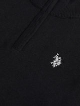 Boys Knitted Cotton Rich 1/4 Zip Black Bright White DHM