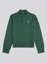 Boys Knitted Cotton Rich 1/4 Zip Pineneedle
