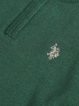 Boys Knitted Cotton Rich 1/4 Zip Pineneedle