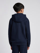 Boys Double Horsemen Zip Hoodie in Dark Sapphire Navy / Haute Red DHM