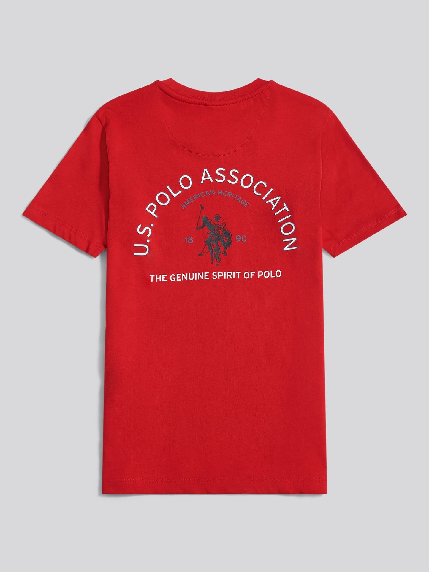 Boys Front Back Print Graphic T-Shirt in Haute Red