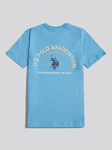 Boys Front Back Print Graphic T-Shirt in Heritage Blue