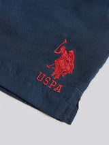 Boys Player 3 Swim Short in Dark Sapphire Navy / Haute Red DHM