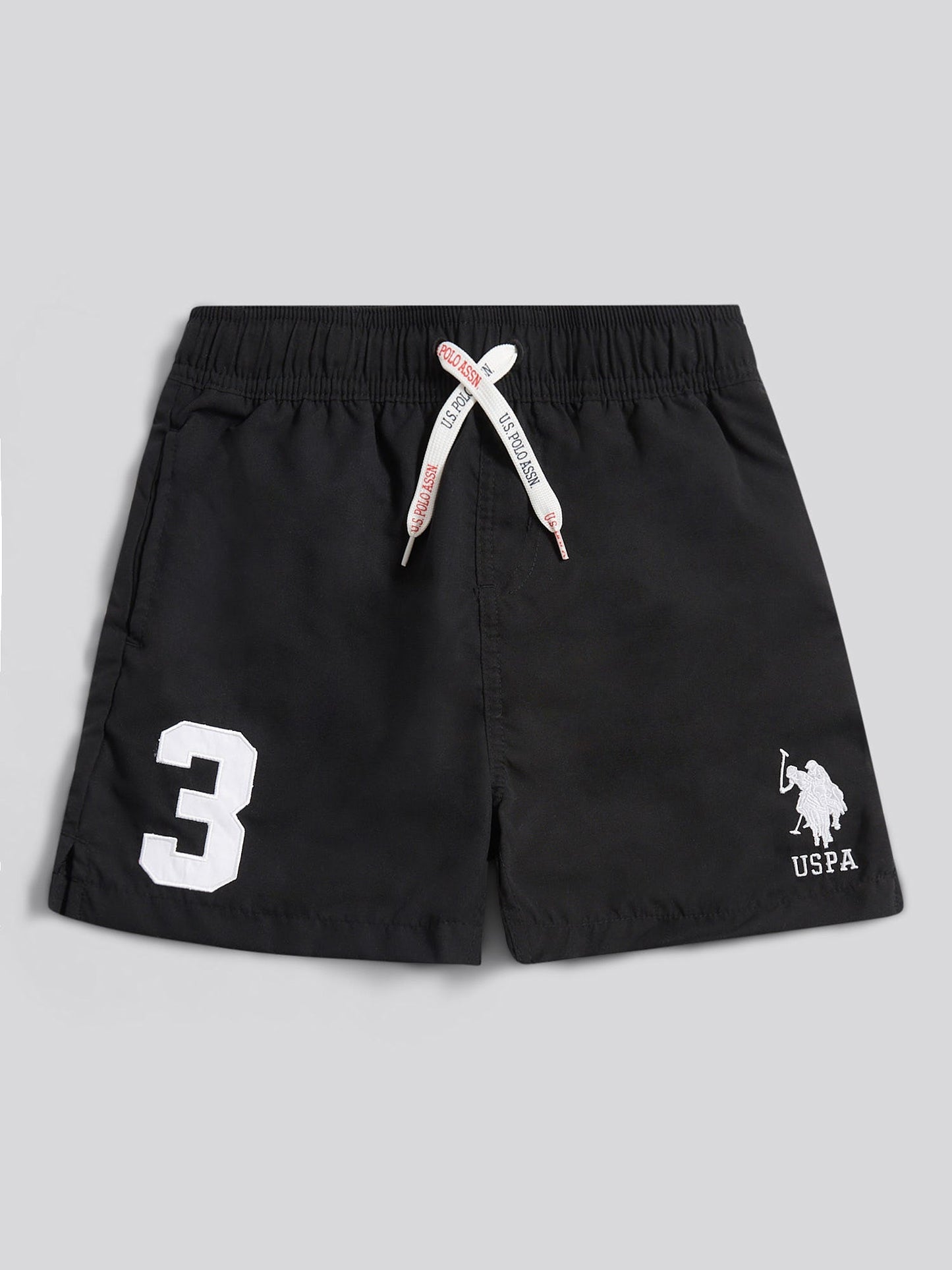 Boys Player 3 Swim Short in Black Bright White DHM