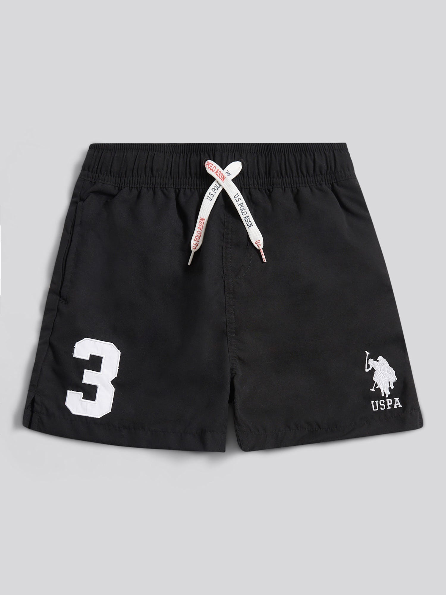 Boys Player 3 Swim Short in Black Bright White DHM