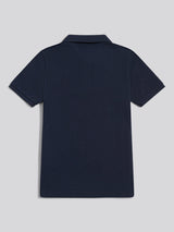 Boys Check Texture Polo Shirt Dark Sapphire Navy / Haute Red DHM