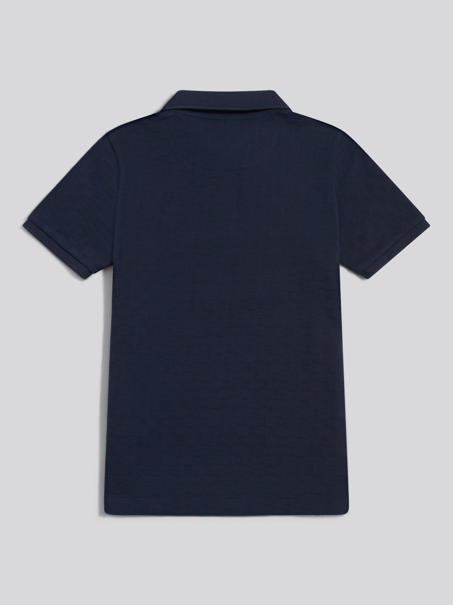 Boys Check Texture Polo Shirt Dark Sapphire Navy / Haute Red DHM
