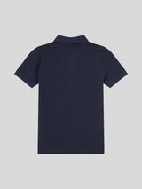 Boys Texture Terry Polo Shirt in Dark Sapphire Navy / Moonlight Blue DHM