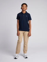 Boys Vertical Texture Polo Shirt Dark Sapphire Navy / Moonlight Blue DHM