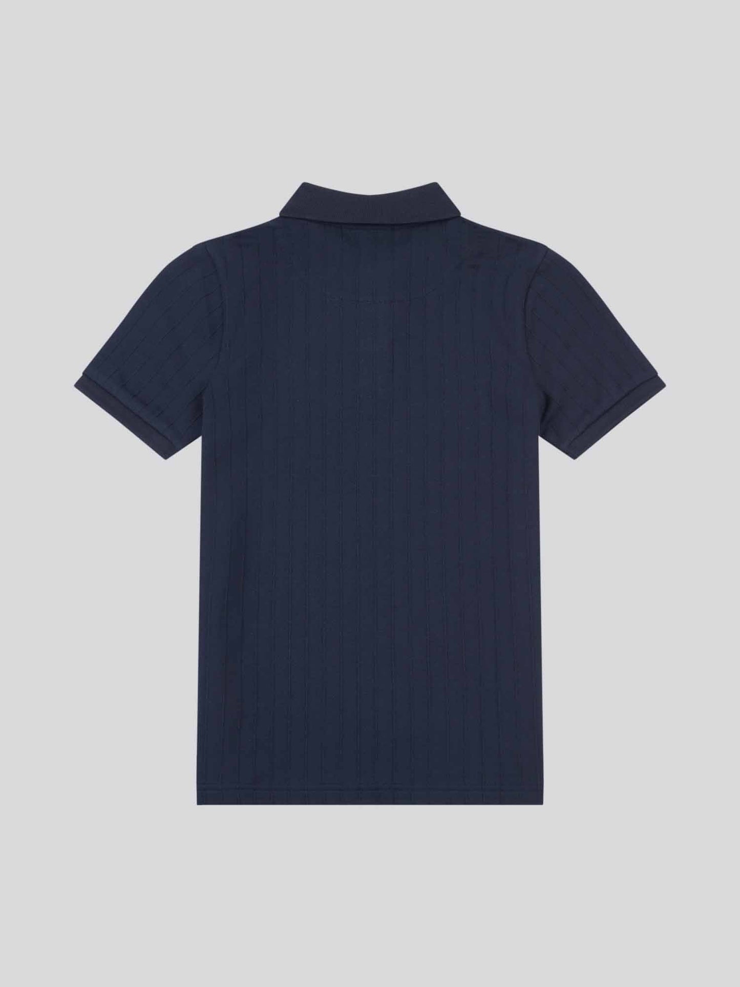 Boys Vertical Texture Polo Shirt Dark Sapphire Navy / Moonlight Blue DHM