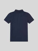 Boys Vertical Texture Polo Shirt Dark Sapphire Navy / Moonlight Blue DHM