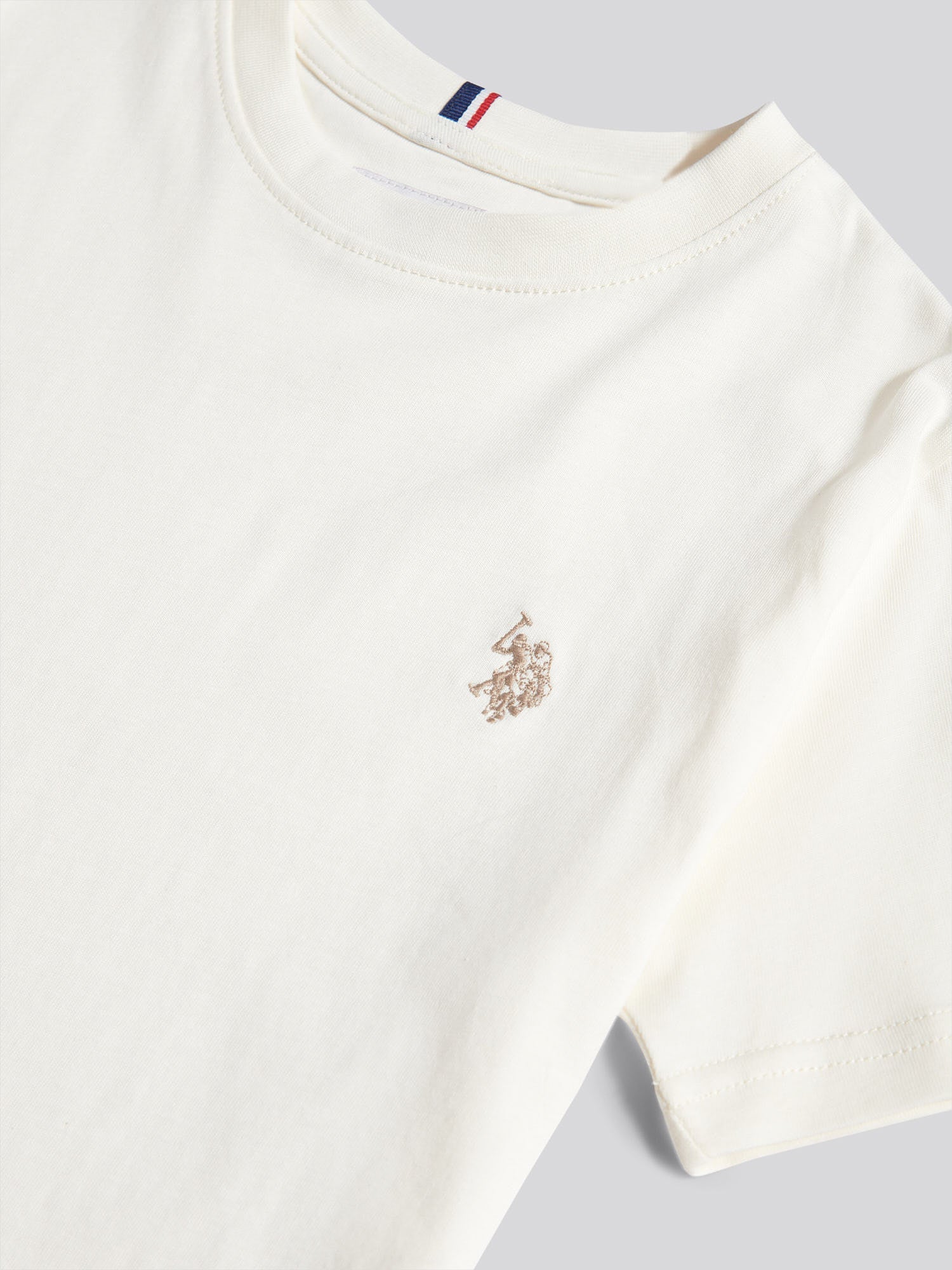 Boys Texture Double Horsemen T-Shirt Whisper White