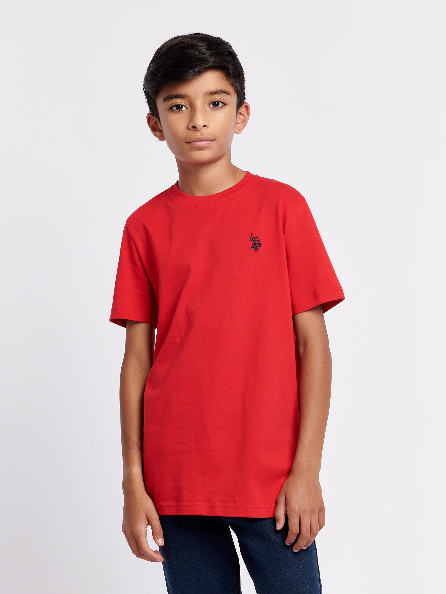 Boys Texture Double Horsemen T-Shirt Haute Red