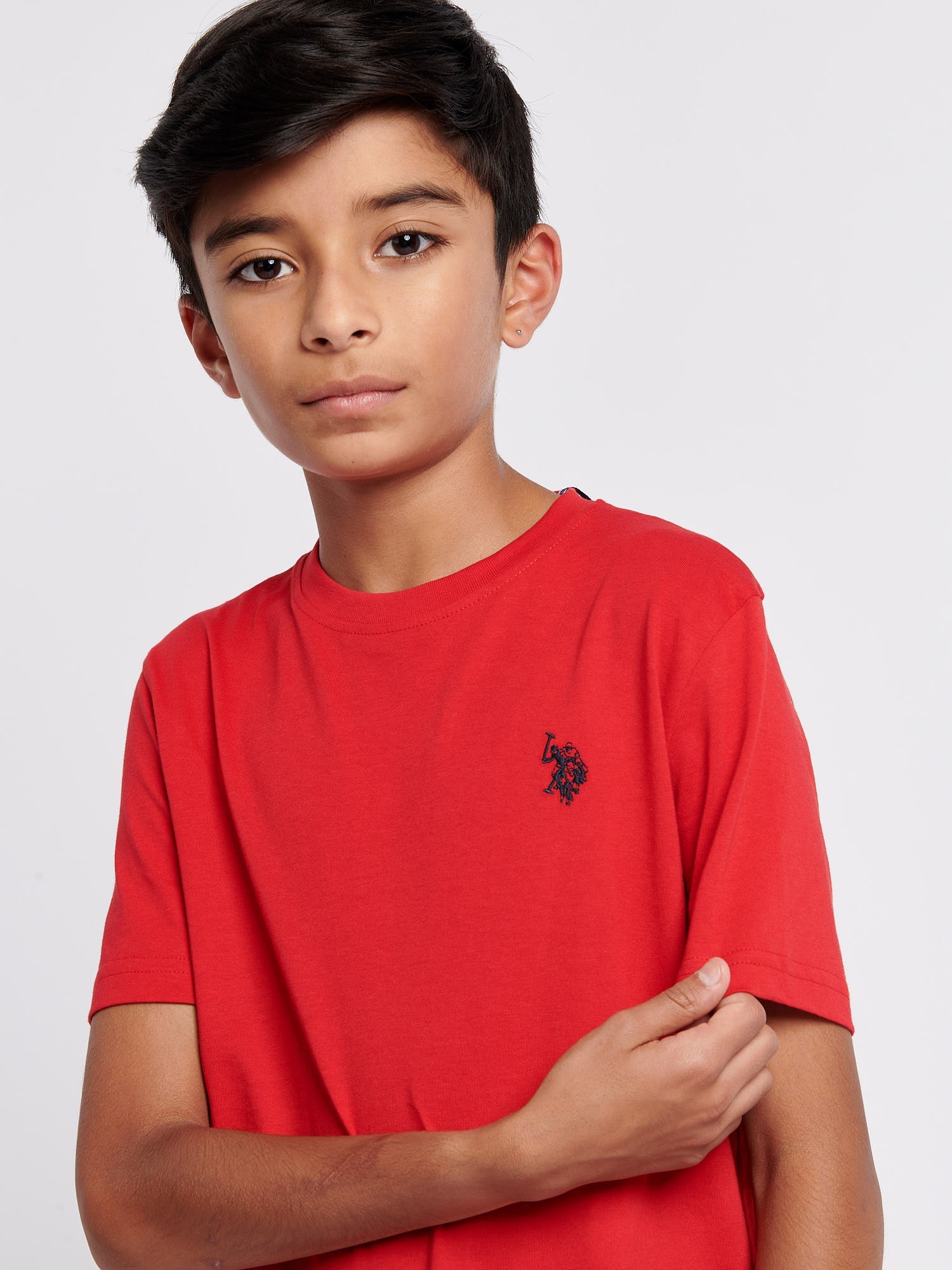 Boys Texture Double Horsemen T-Shirt Haute Red