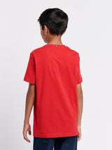 Boys Texture Double Horsemen T-Shirt Haute Red
