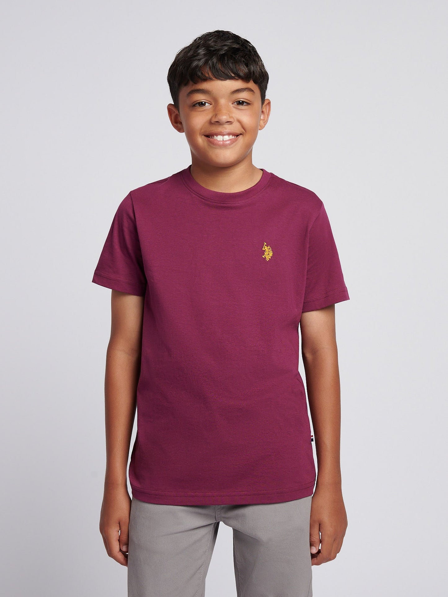 Boys Texture Double Horsemen T-Shirt Grape Wine