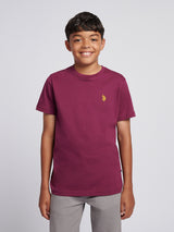 Boys Texture Double Horsemen T-Shirt Grape Wine