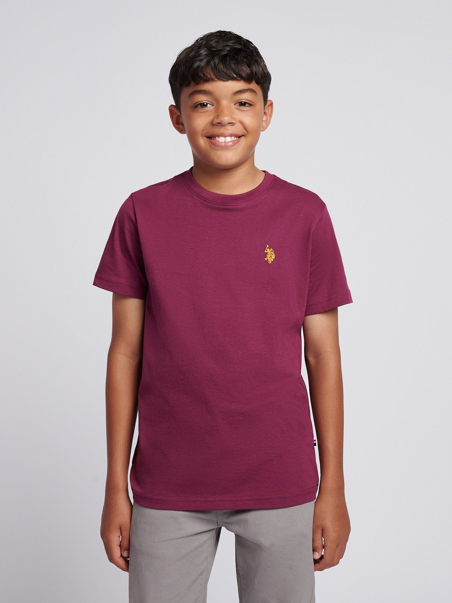 Boys Texture Double Horsemen T-Shirt Grape Wine