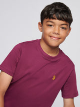 Boys Texture Double Horsemen T-Shirt Grape Wine