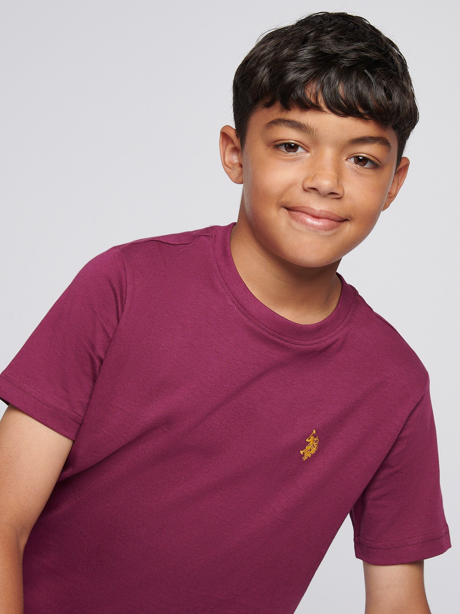 Boys Texture Double Horsemen T-Shirt Grape Wine