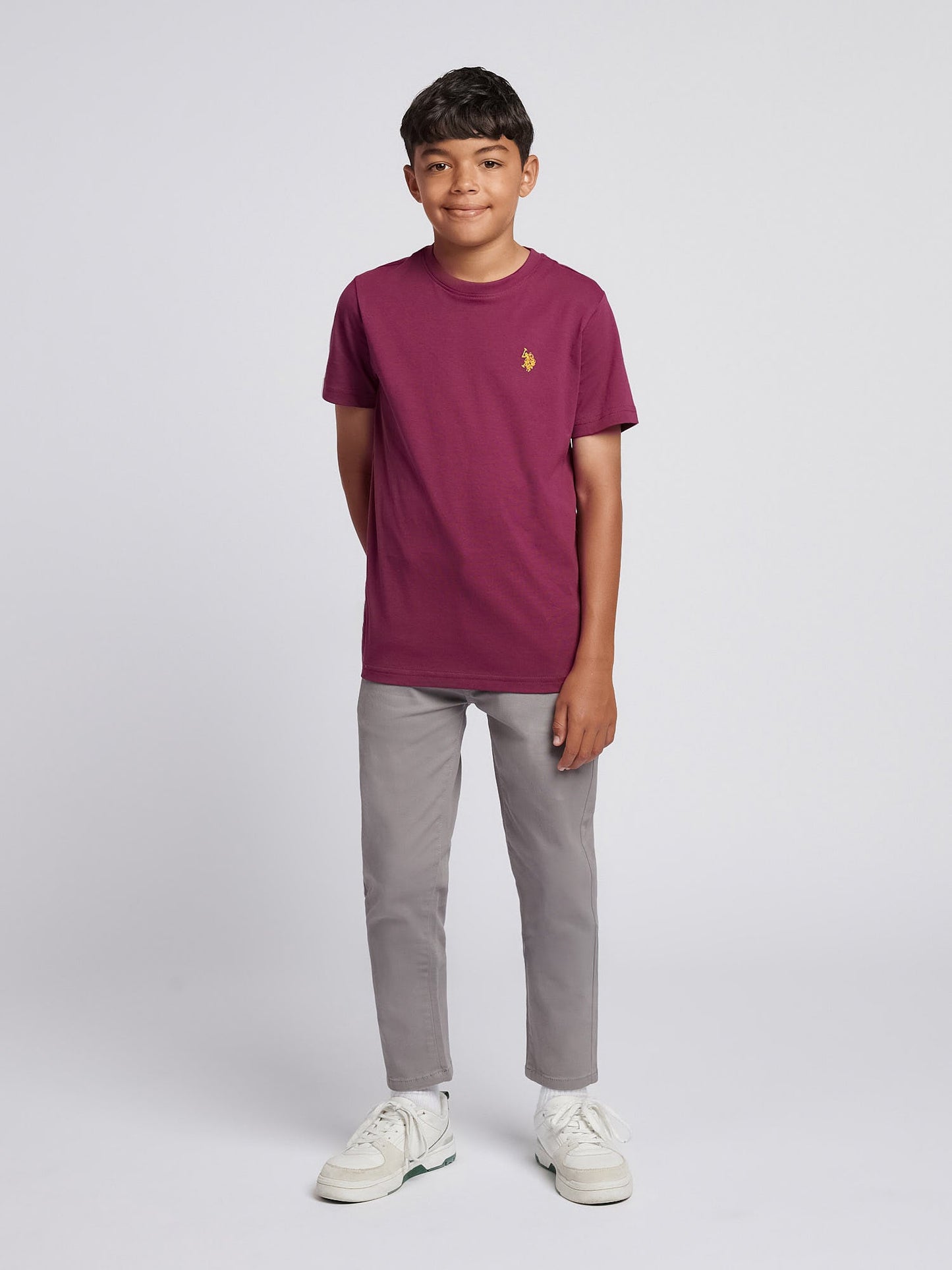 Boys Texture Double Horsemen T-Shirt Grape Wine