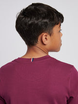 Boys Texture Double Horsemen T-Shirt Grape Wine