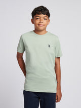 Boys Texture Double Horsemen T-Shirt Iceberg Green