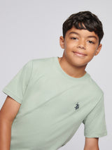 Boys Texture Double Horsemen T-Shirt Iceberg Green