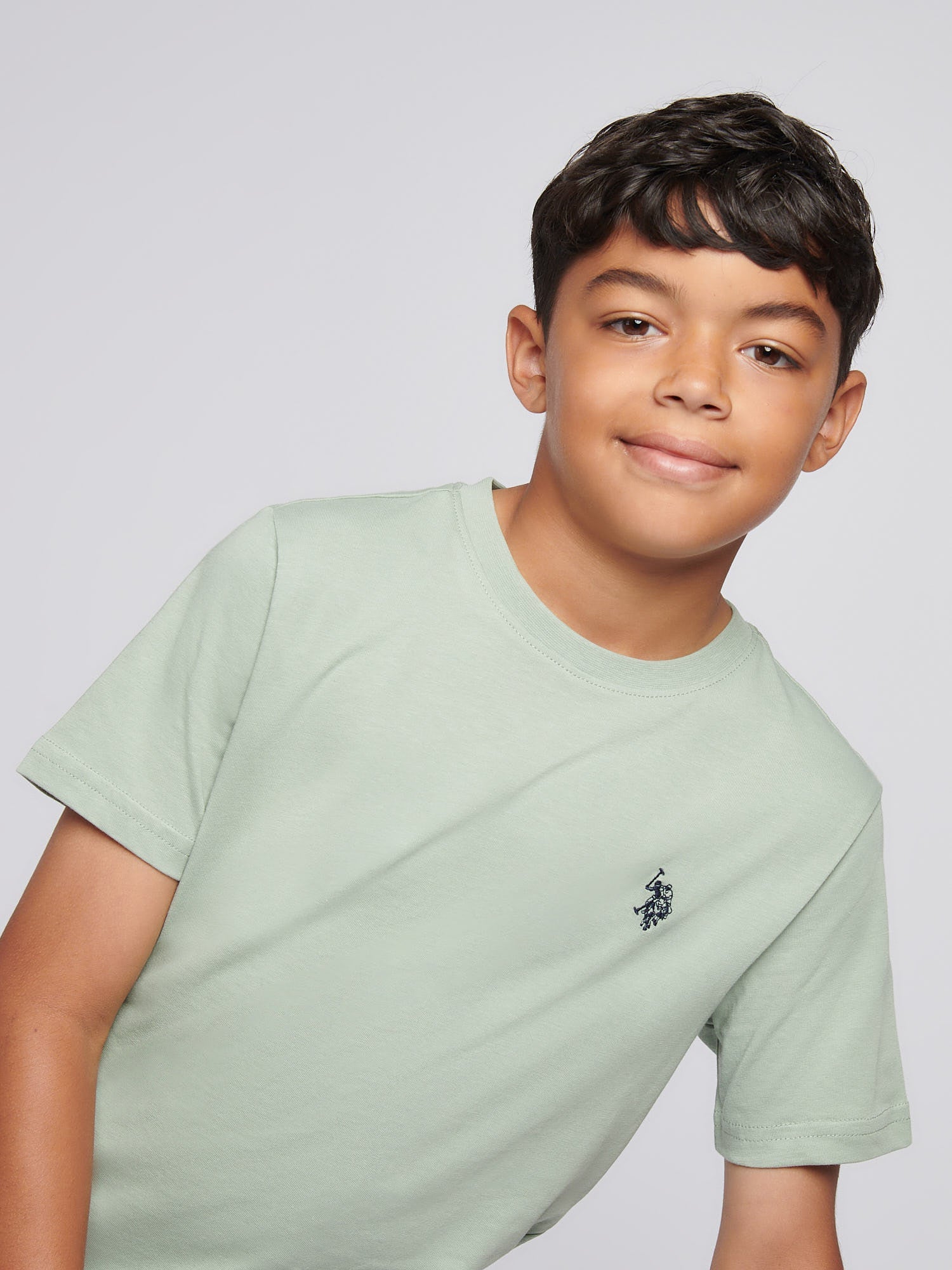 Boys Texture Double Horsemen T-Shirt Iceberg Green