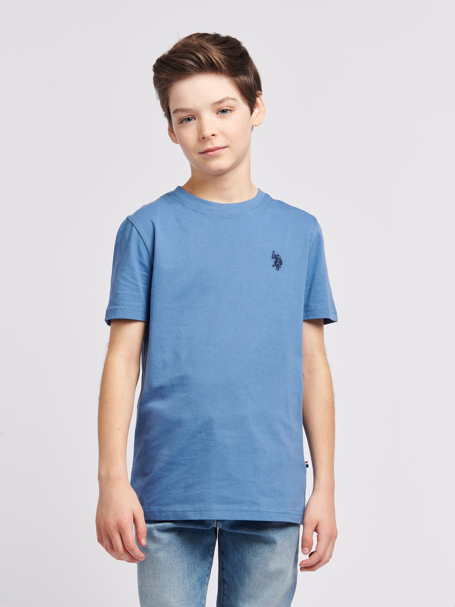 Boys Texture Double Horsemen T-Shirt Blue Horizon