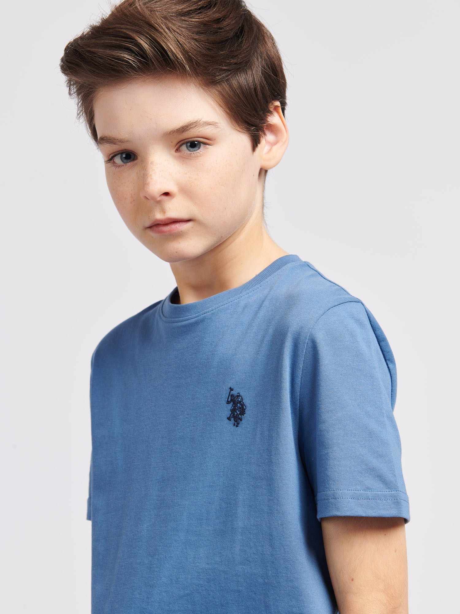 Boys Texture Double Horsemen T-Shirt Blue Horizon