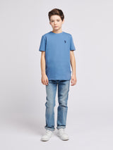 Boys Texture Double Horsemen T-Shirt Blue Horizon