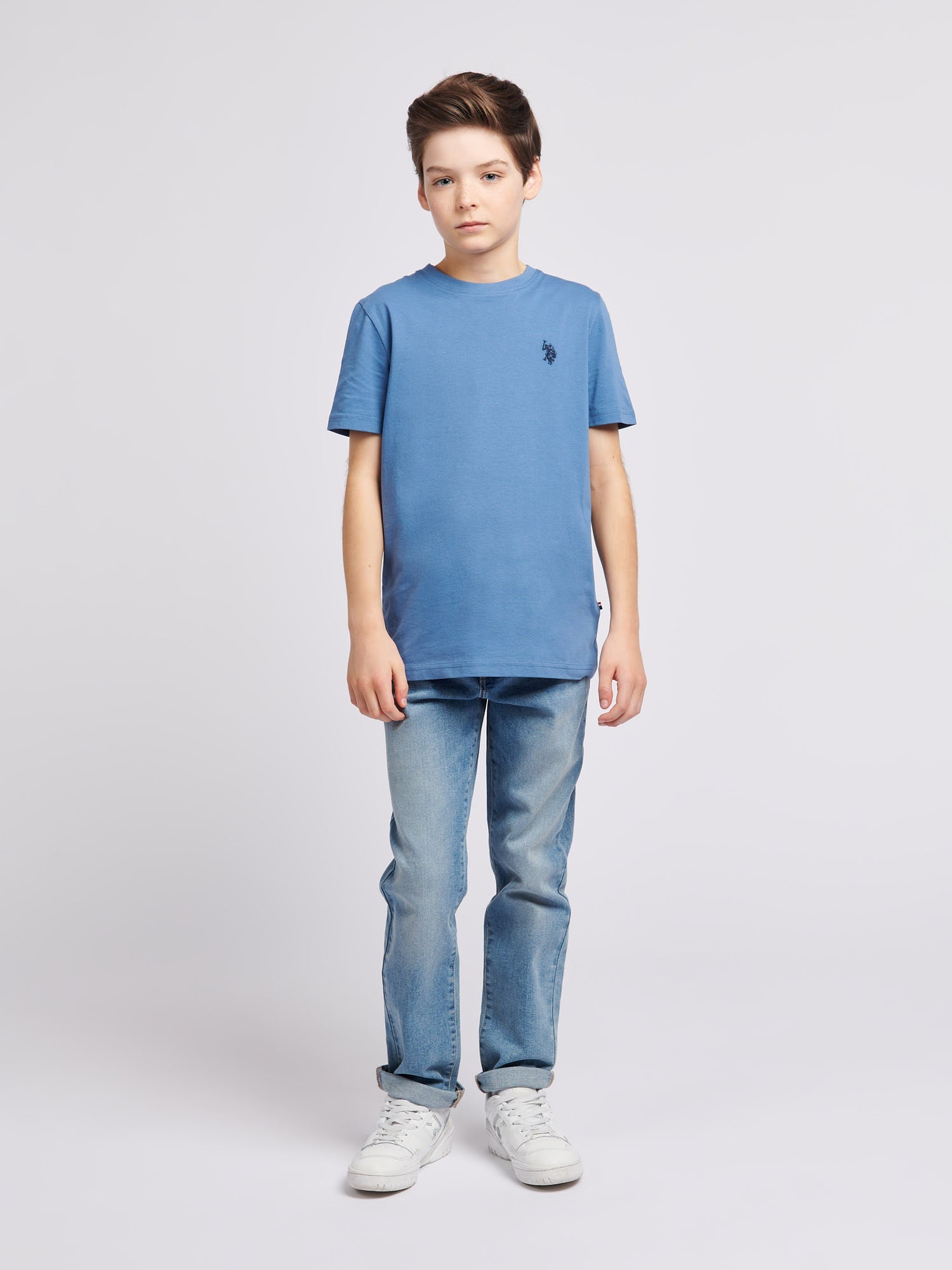 Boys Texture Double Horsemen T-Shirt Blue Horizon