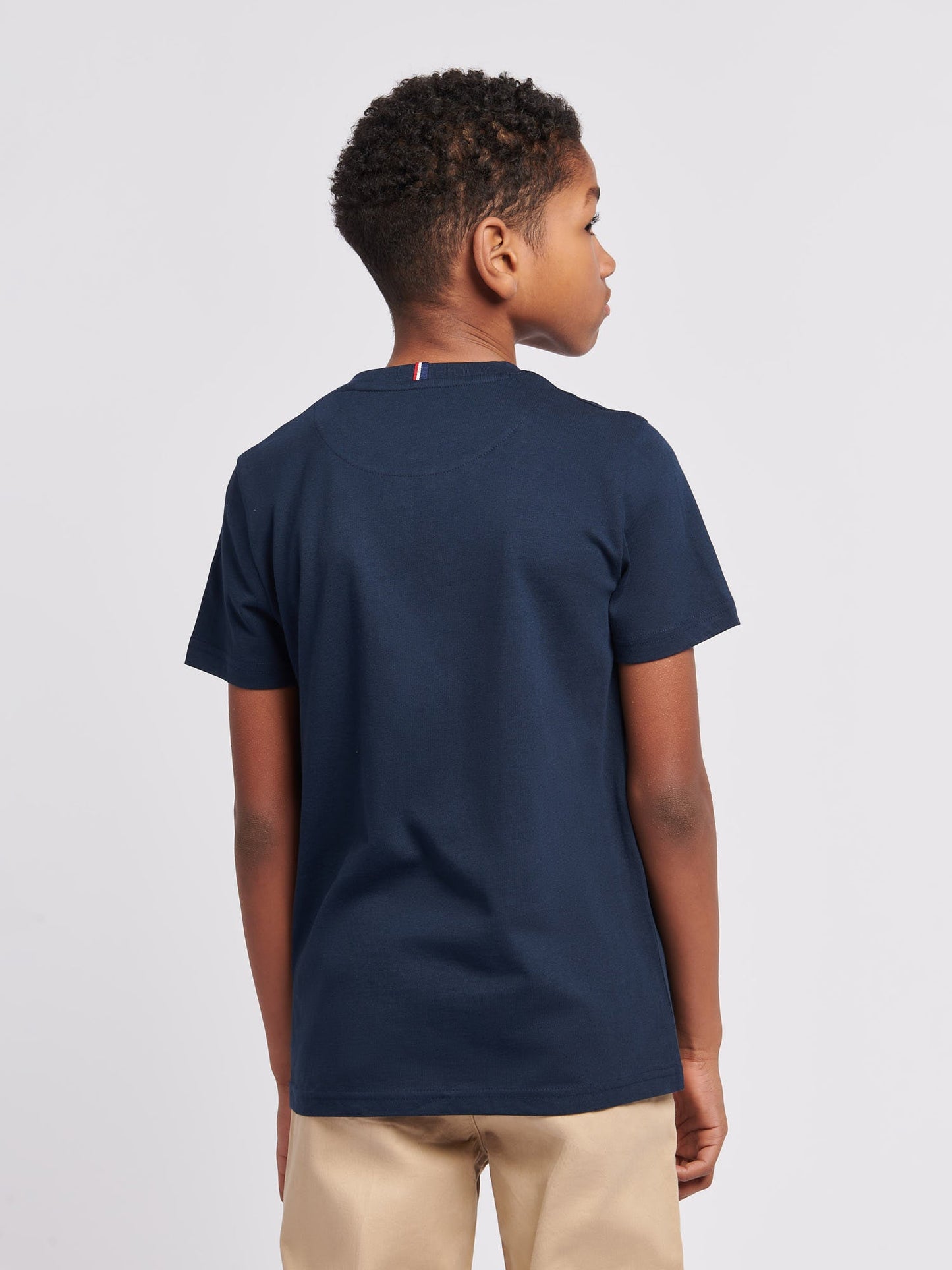 Boys Texture Double Horsemen T-Shirt Dark Sapphire Navy / Haute Red DHM
