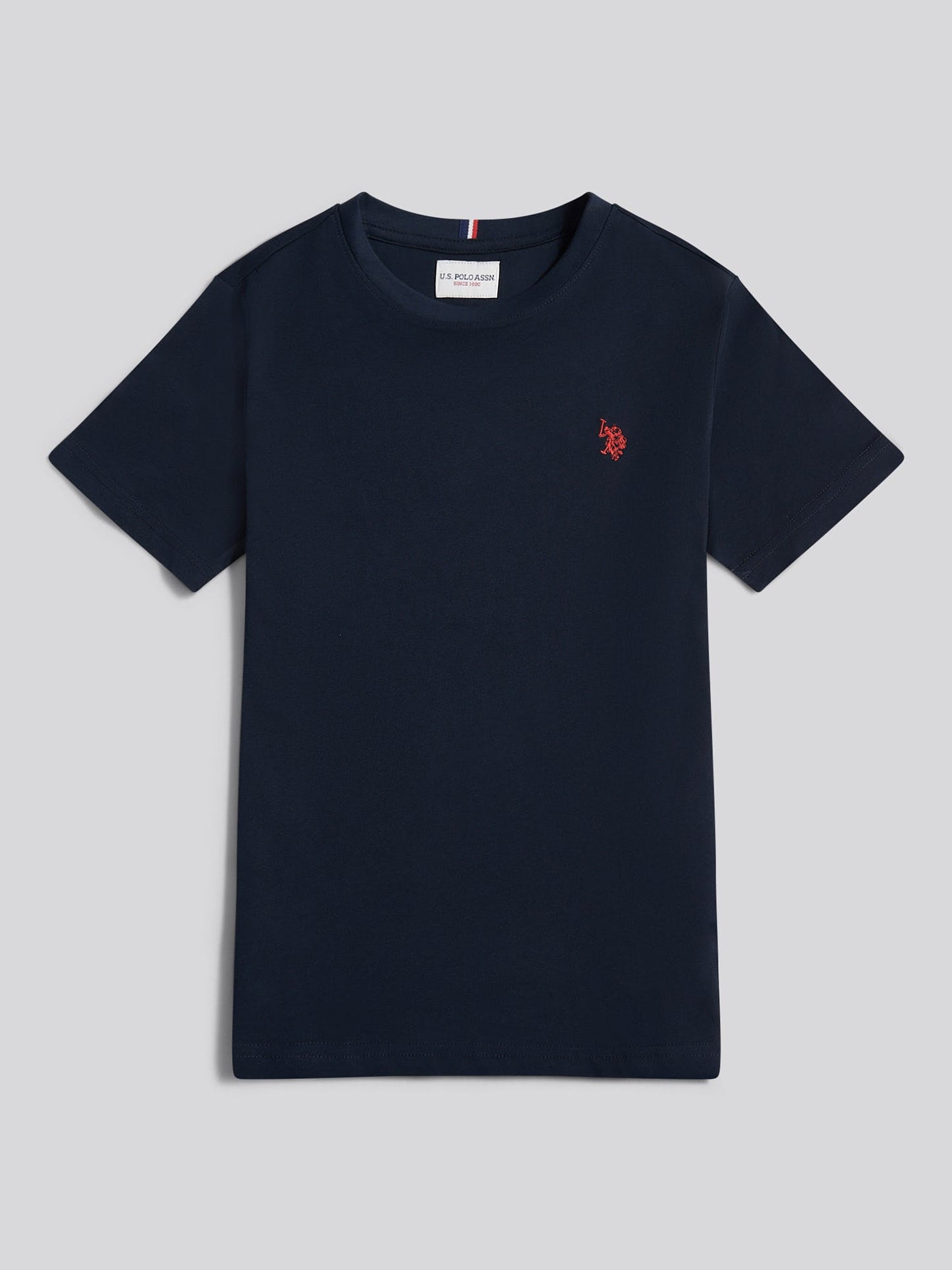Boys Texture Double Horsemen T-Shirt Dark Sapphire Navy / Haute Red DHM