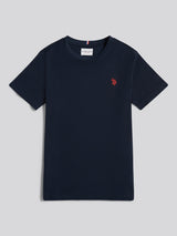Boys Texture Double Horsemen T-Shirt Dark Sapphire Navy / Haute Red DHM