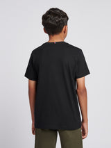 Boys Texture Double Horsemen T-Shirt Black Bright White DHM